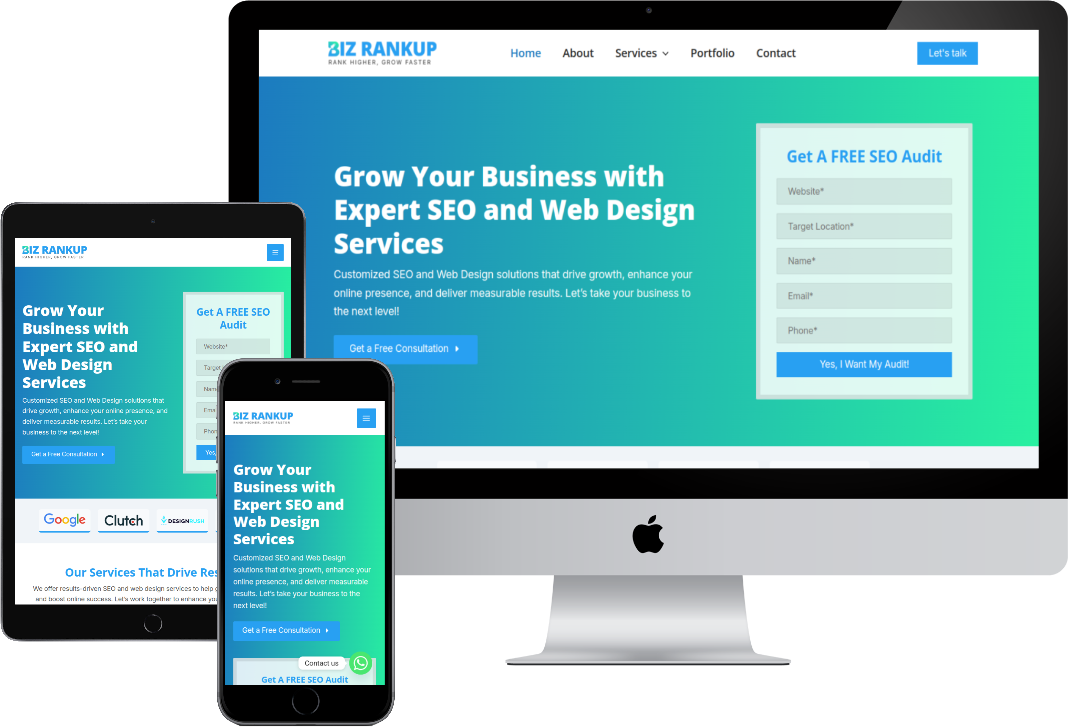 Biz RankUp responsive website design image 1